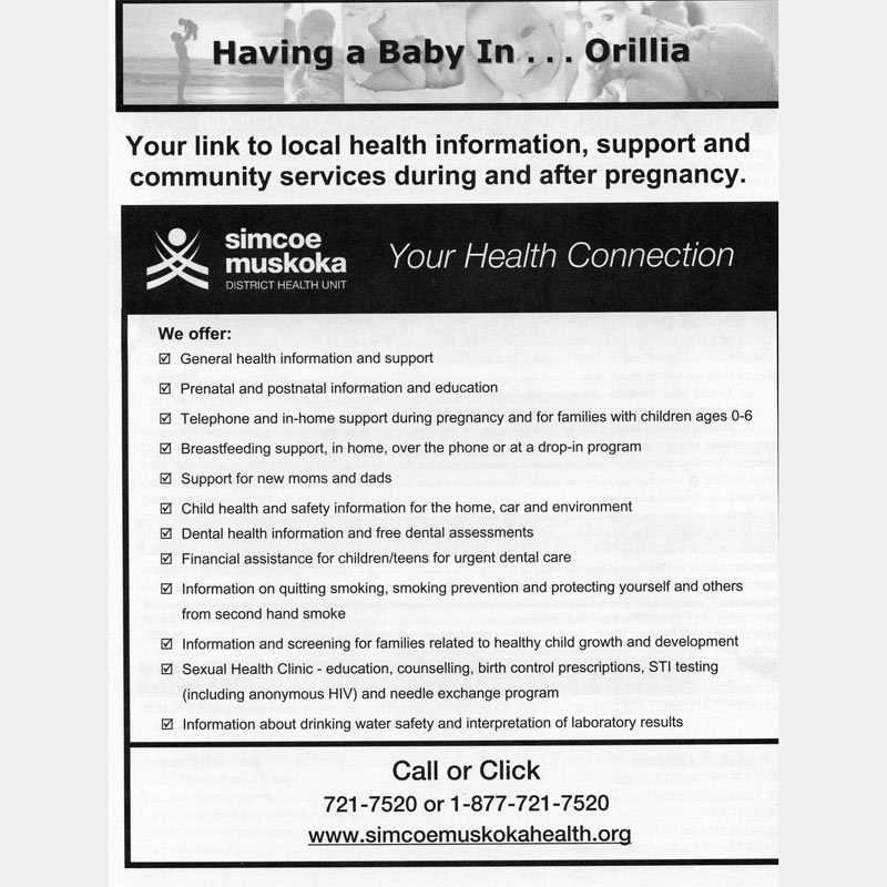 Having a baby in Orillia - Where to get help during pregnancy and after birth