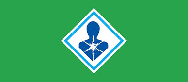 hazard symbol depicting a human silhouette with a star-shaped explosion or burst in the chest area.