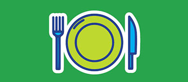 plate with a knife and fork on either side.