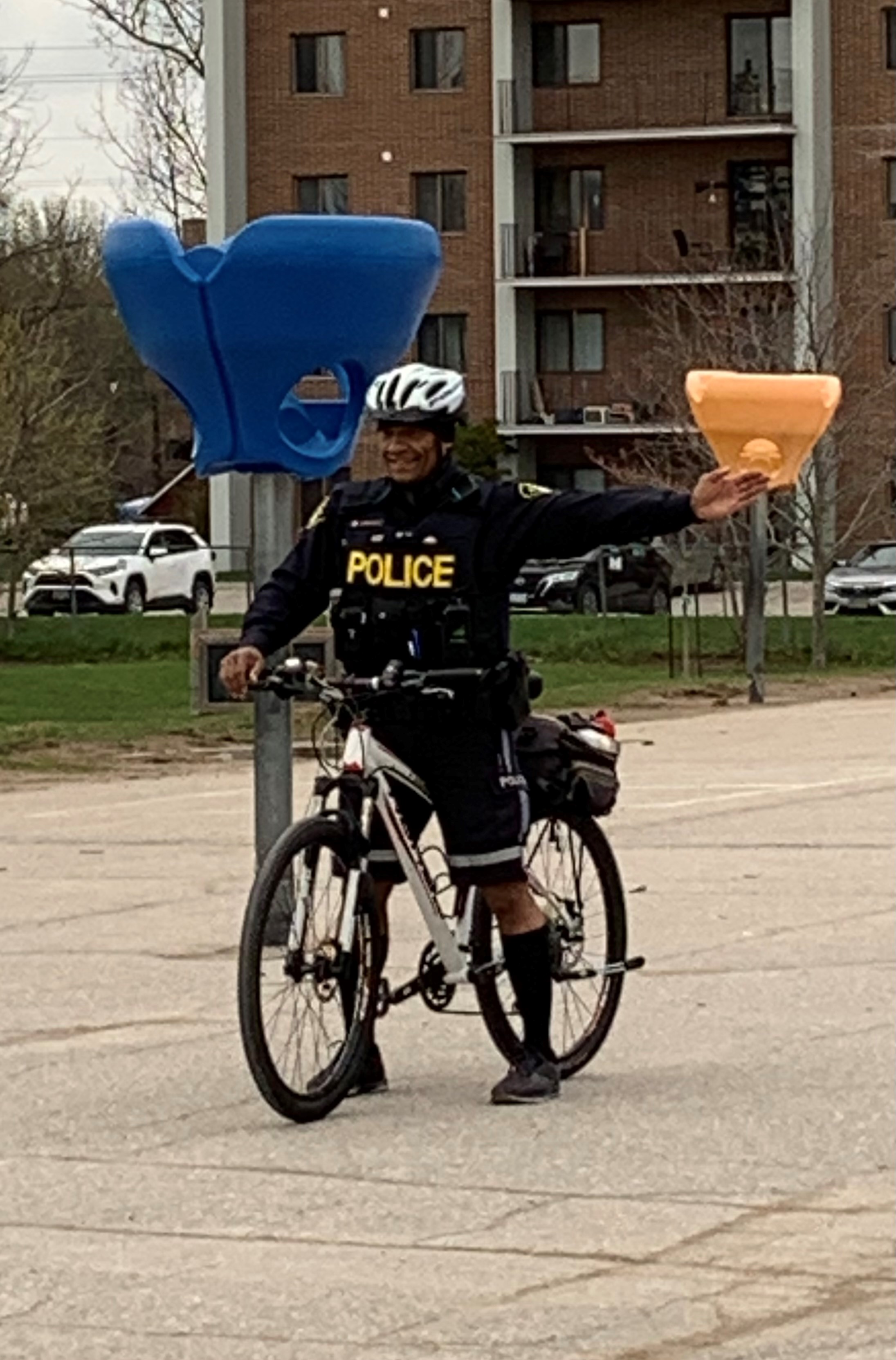 Picture of a police officer riding a bike