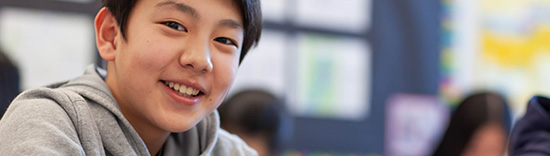 Grade 7 student in class