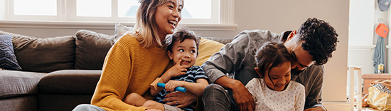 Parents and their children interacting