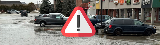 Flooded parking lot