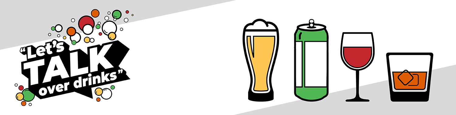 Let's Talk Over Drinks and images of standard drinks